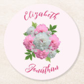 Dessous-de-verre Rond En Papier Peony Bouquet Mariage (Devant)