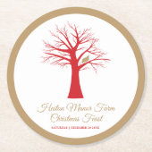 Dessous-de-verre Rond En Papier Perdrix de Noël dans un arbre (Devant)