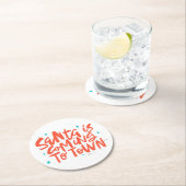 Dessous-de-verre Rond En Papier Père Noël arrive à Town Holiday Design (En situation)