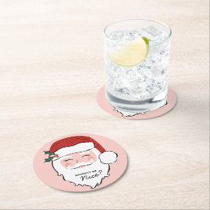 Dessous-de-verre Rond En Papier Père Noël joyeux Naughty ou Nice