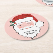 Dessous-de-verre Rond En Papier Père Noël joyeux | Naughty ou Nice (Incliné)