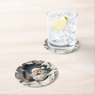 Dessous-de-verre Rond En Papier Père Noël Wonderland