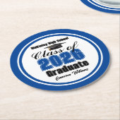 Dessous-de-verre Rond En Papier Personalized Blue Class of 2026 Graduation Party (Incliné)