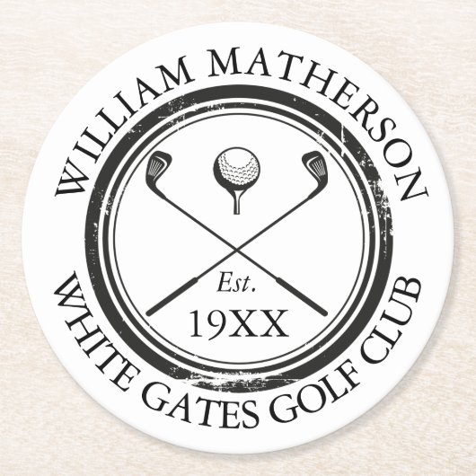 Dessous-de-verre Rond En Papier Personalized Classic Golf Club Name (Devant)