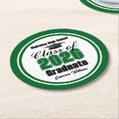 Dessous-de-verre Rond En Papier Personalized Green Class of 2026 Graduation Party (Incliné)
