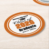 Dessous-de-verre Rond En Papier Personalized Orange Class of 2026 Graduation Party (Incliné)