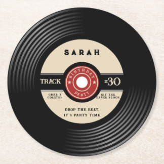 Dessous-de-verre Rond En Papier Personalized Vinyl Record Birthday Paper Coasters