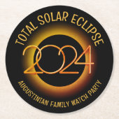 Dessous-de-verre Rond En Papier Personnalisé 2024 TOTAL SOLAR ECLIPSE (Devant)