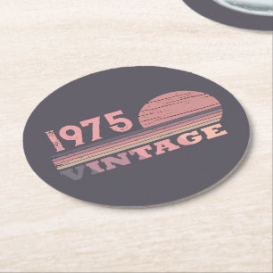 Dessous-de-verre Rond En Papier Personnalisé cinquante vintage fête du 50e anniver