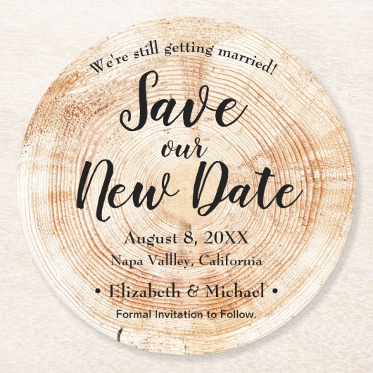 Dessous-de-verre Rond En Papier Personnalisé Enregistrer notre nouvelle date Maria (Devant)