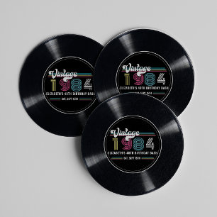 Dessous-de-verre Rond En Papier Personnalisé N'Importe Quel Âge Vintage Photo Pers