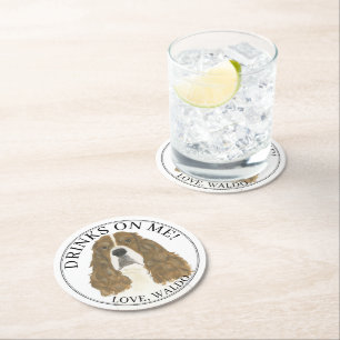 Dessous-de-verre Rond En Papier Personnalisé Rouge Blanc Anglais Springer Spaniel