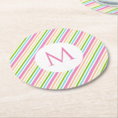 Dessous-de-verre Rond En Papier Personnalisé Rouge Rose Jaune Bleu Vert Bleu Blanc (Incliné)