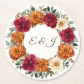 Dessous-de-verre Rond En Papier Personnalisé Rustic Fall Floral Mariage (Devant)