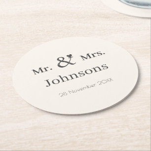 Dessous-de-verre Rond En Papier Personnaliser le nom du mariage ampersand typograp
