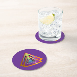 Dessous-de-verre Rond En Papier Personnaliser Logo Éblouissant Double Pyramide Côn