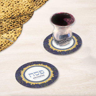 Dessous-de-verre Rond En Papier Pessah Pesach Personnalisé Seder Jérusalem