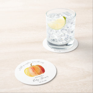 Dessous-de-verre Rond En Papier Petit Baby shower Citrouille