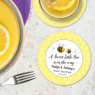 Dessous-de-verre Rond En Papier Petit Baby shower d'abeilles au miel doux