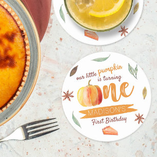 Dessous-de-verre Rond En Papier Petit Citrouille Automne 1er Anniversaire