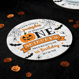 Dessous-de-verre Rond En Papier Petit Citrouille Premier Anniversaire Halloween Un