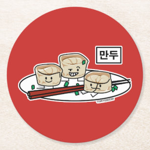 Dessous-de-verre Rond En Papier Petit déjeuner coréen le Hangeul de dim sum de
