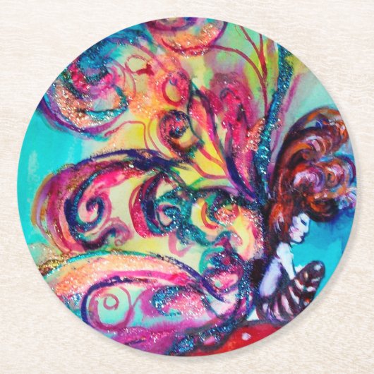 DESSOUS-DE-VERRE ROND EN PAPIER PETITE ELLE DE CHAMPIGNONS (Devant)