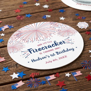 Dessous-de-verre Rond En Papier Petite Fête d'anniversaire du 14 juillet pour un 1