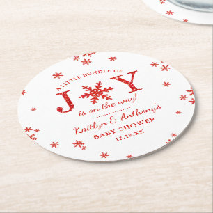 Dessous-de-verre Rond En Papier Petite Offre De Joie Baby shower De Noël