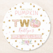 Dessous-de-verre Rond En Papier Petites filles Citrouilles 2e anniversaire (Devant)