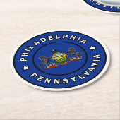 Dessous-de-verre Rond En Papier Philadelphie Pennsylvanie (Incliné)