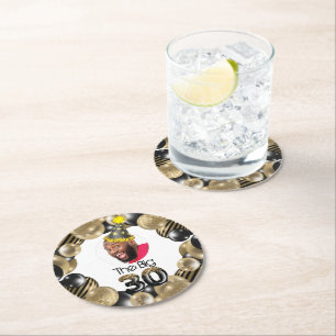 Dessous-de-verre Rond En Papier Photo 30th Birthday Funny