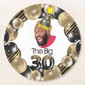 Dessous-de-verre Rond En Papier Photo 30th Birthday Funny (Devant)
