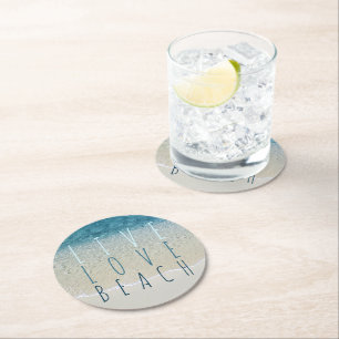 Dessous-de-verre Rond En Papier Photo motivante de vagues de surf d'océan bleu tur