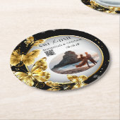 Dessous-de-verre Rond En Papier Photo personnalisée Code QR Papillon Enregistrer l (Incliné)
