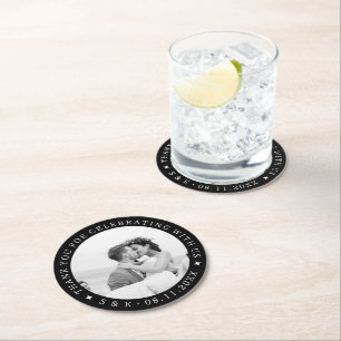 Dessous-de-verre Rond En Papier Photo personnalisée unique en noir et blanc