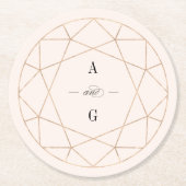 Dessous-de-verre Rond En Papier Pierre de diamant ronde géométrique Mariage élégan (Devant)