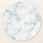 Dessous-de-verre Rond En Papier pierre de marbre blanc (Devant)