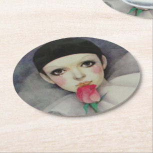 Dessous-de-verre Rond En Papier Pierrot, années 1980