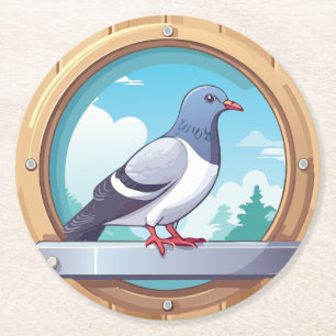 Dessous-de-verre Rond En Papier Pigeon