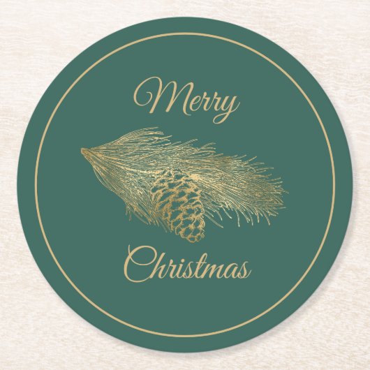 Dessous-de-verre Rond En Papier Pine d'hiver Noël (Devant)
