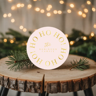 Dessous-de-verre Rond En Papier Pink Gold Christmas Ho Ho Ho ID1009