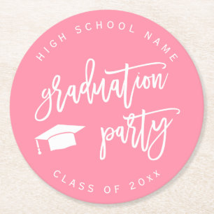 Dessous-de-verre Rond En Papier Pink Graduation Party Classe de