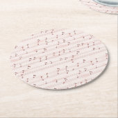 Dessous-de-verre Rond En Papier Pink Music Notes Sheet (Incliné)