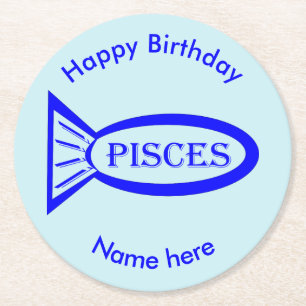 Dessous-de-verre Rond En Papier Pisces Star Sign Dessous de verre en papier poisso