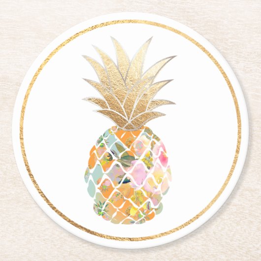 Dessous-de-verre Rond En Papier PixDezines Aloha Ananas/DO-IT-YOURSELF arrière - p (Devant)