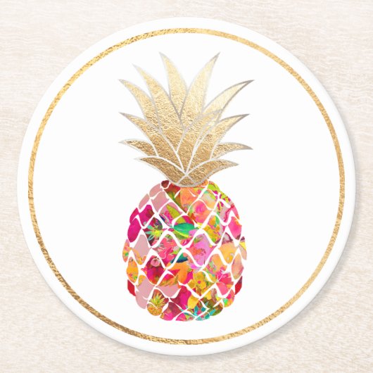 Dessous-de-verre Rond En Papier PixDezines Aloha Ananas/DO-IT-YOURSELF arrière - p (Devant)