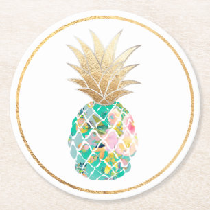Dessous-de-verre Rond En Papier PixDezines Aloha Ananas/Fond DIY