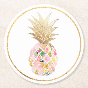 Dessous-de-verre Rond En Papier PixDezines Aloha Ananas/Fond DIY