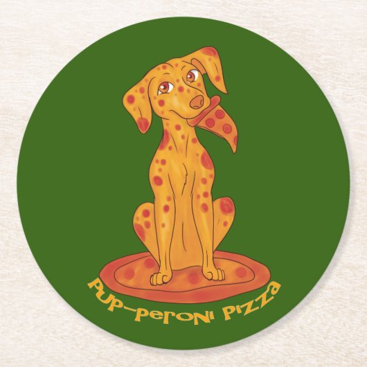 Dessous-de-verre Rond En Papier Pizza Puppy (Devant)
